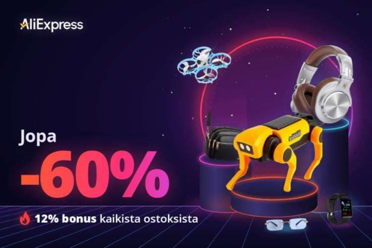 AliExpress: Jopa -60% + 12% bonus